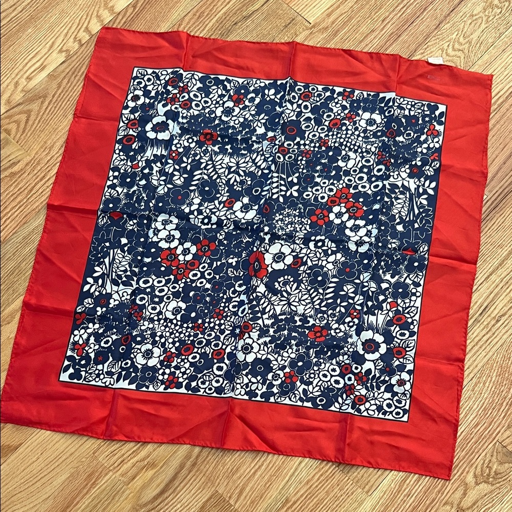 Vintage Glentex Floral Red and Blue Scarf